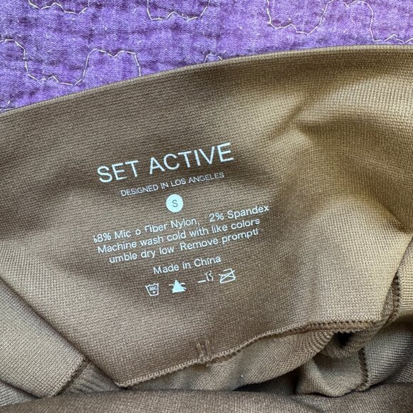 Set Active Sculptflex Penny Brown Leggings Small Seamless Ribbed High Waist - Picture 8 of 8